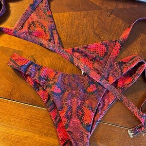 Small Red Snake print Bikini